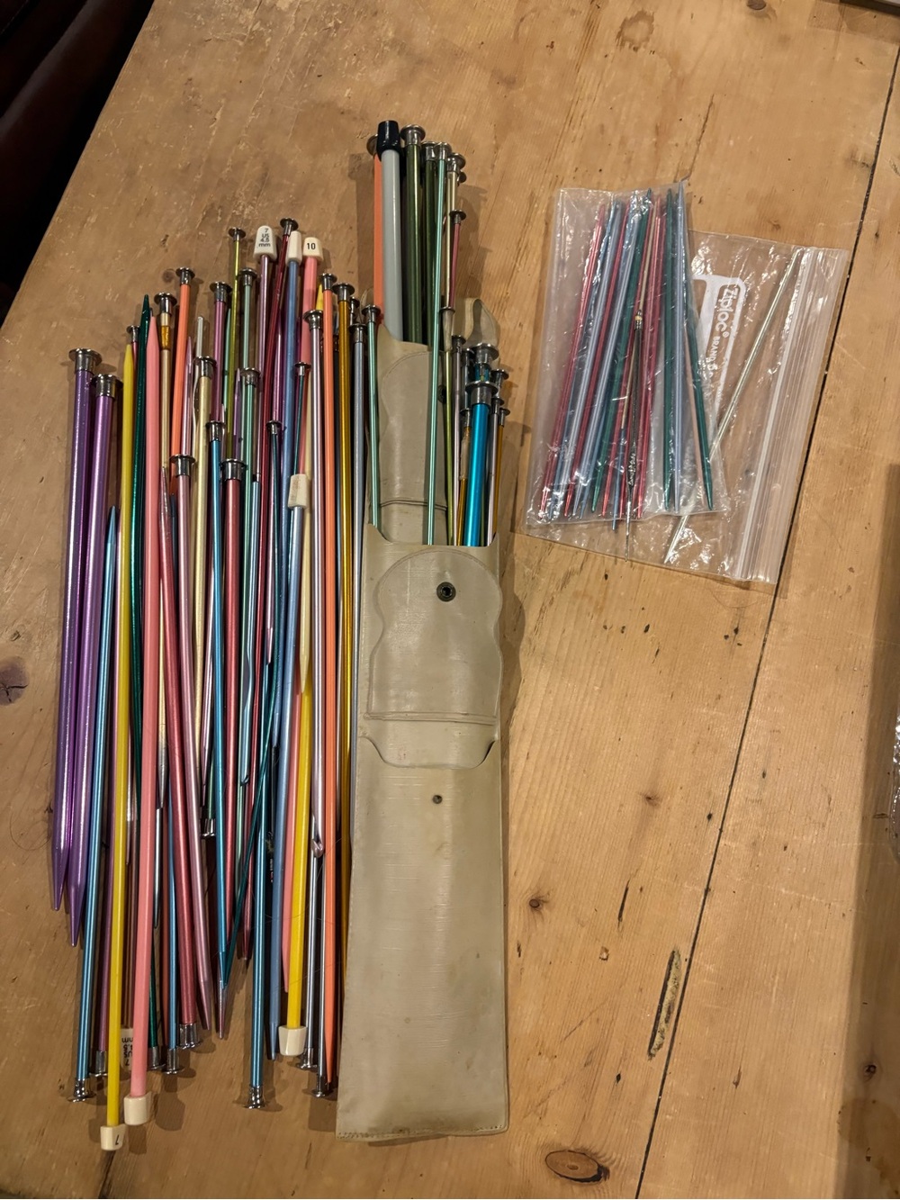 Assorted Multicolor Metal Knitting Needles
